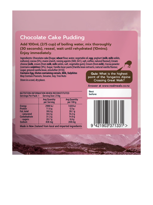 Chocolate Cake Pudding Freeze Dried Meal