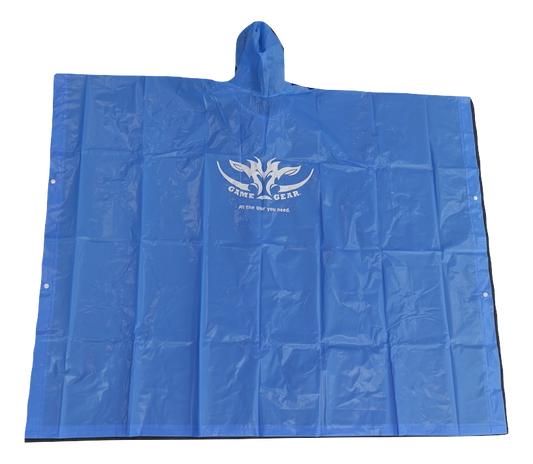 Blue waterproof vinyl poncho