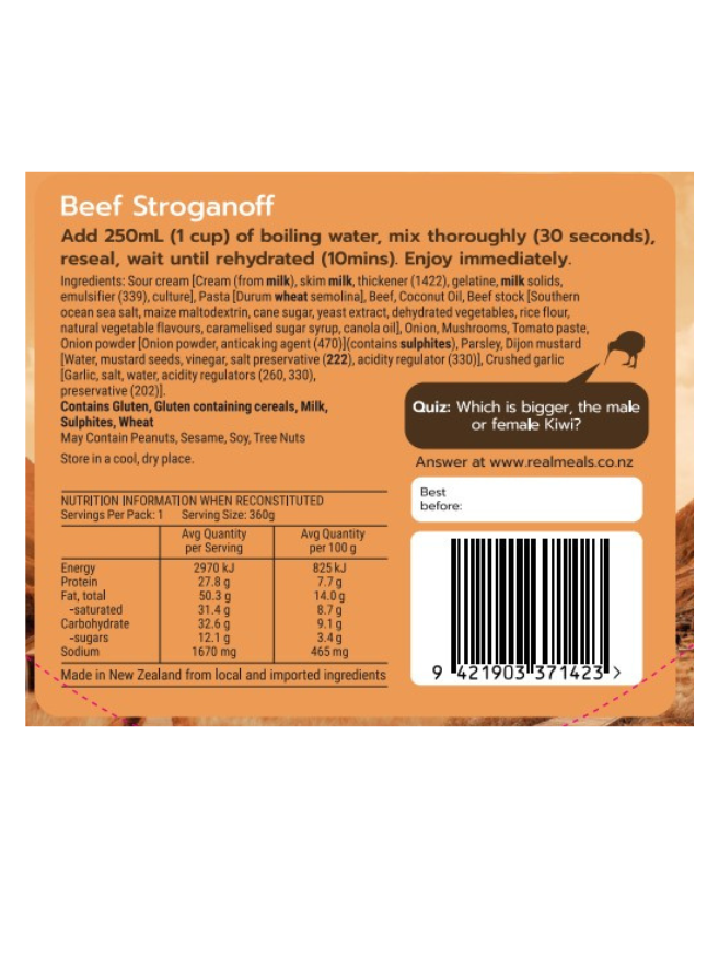 beef stroganoff freeze dried meal