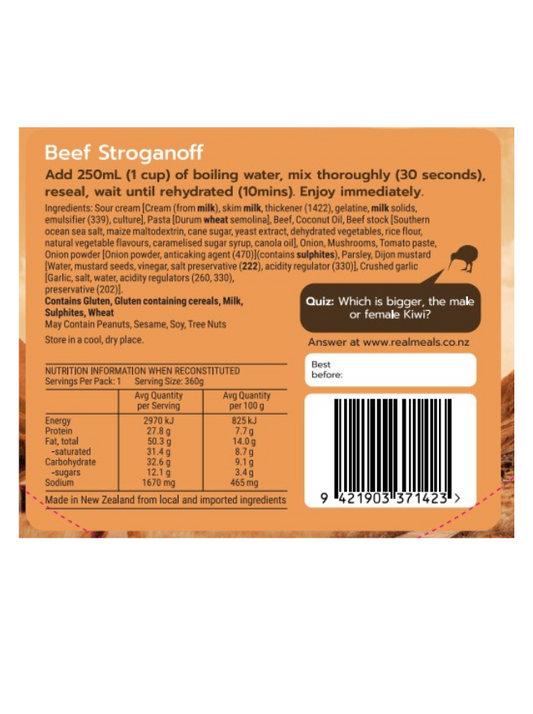 beef stroganoff freeze dried meal