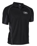Load image into Gallery viewer, Kids lightweight black quick dry polo shirt with grey trim
